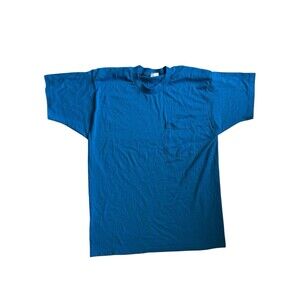 VTG 90s POCKET T-SHIRT BLUE SIZE M/L SINGLE STITCH USA MADE KODEL BLUE TEAL